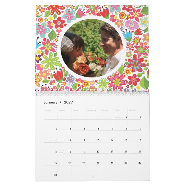 Vårsommaren blommar boken för bröllopfotogästen kalender (Jan 2027)