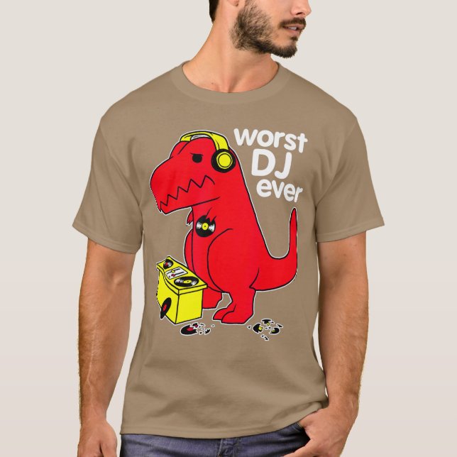 Värst DJ någonsin funny Red Dinosaur T Shirt (Framsida)