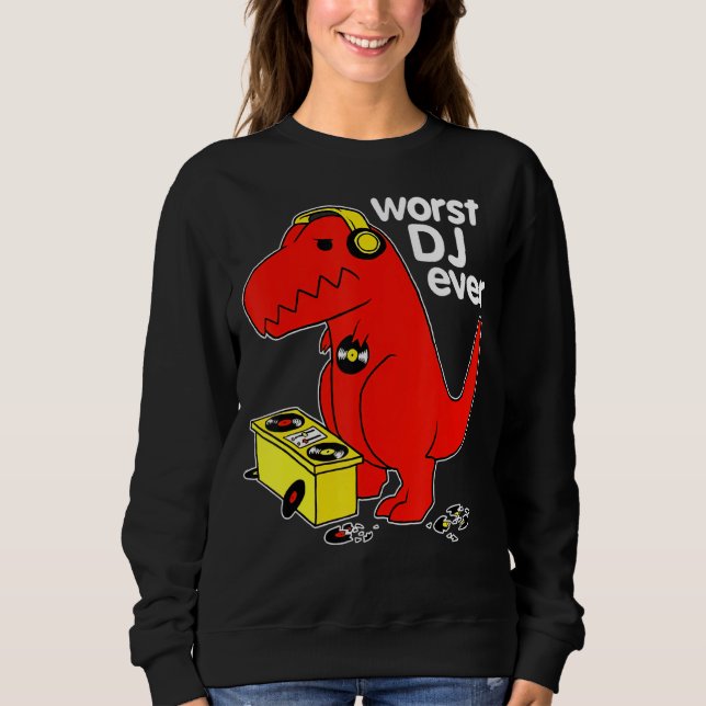 Värst Dj någonsin funny T Rex Dinosaur Sarcastic M Shirt (Framsida)