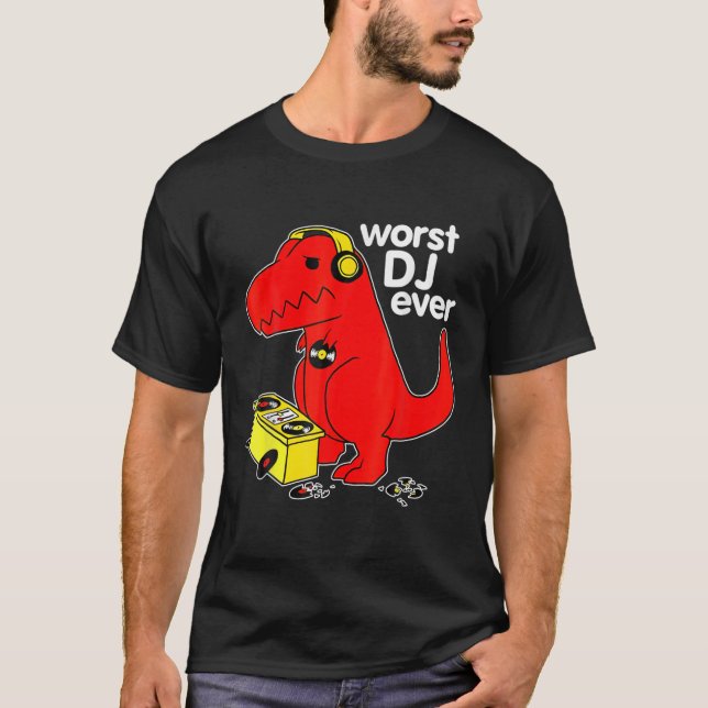 Värst DJ nånsin funny T Rex Dinosaur Sarcastic Mus Shirt (Framsida)