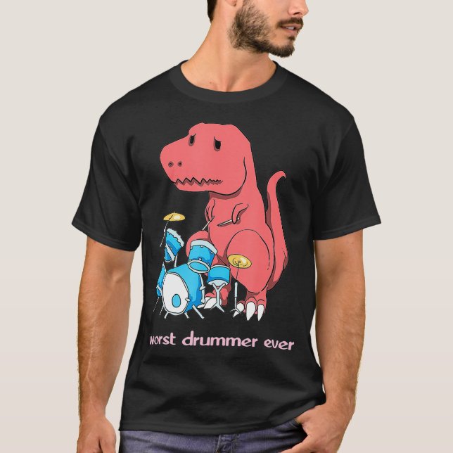 Värst Drummer nånsin funny Dinosaur TRex Drum T Shirt (Framsida)