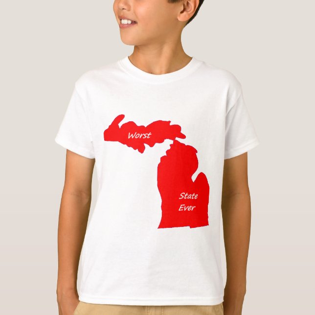 Värst Michigan påstår någonsin röda heltäckande T-shirt (Framsida)
