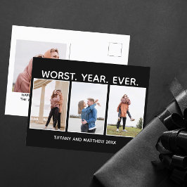 Värsta året - någonsin roligt julfoto Mörk Humor Vykort
