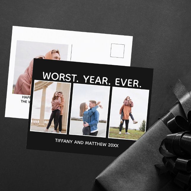 Värsta året - någonsin roligt julfoto Mörk Humor Vykort (Skapare uppladdad)