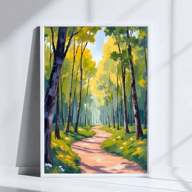Vårstig | Grön skog Vattenfärg Natur Poster (Skapare uppladdad)