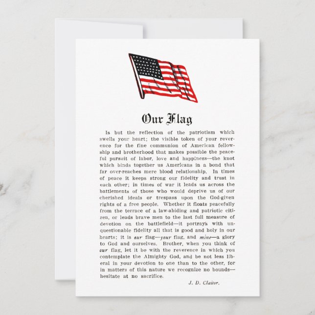 Vårt amerikanska Flagga Patriotism Ord Ord Tack Kort (Framsida)