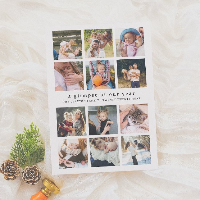 Vårt år med minimalistisk 12 fotopakjul julkort (Skapare uppladdad)