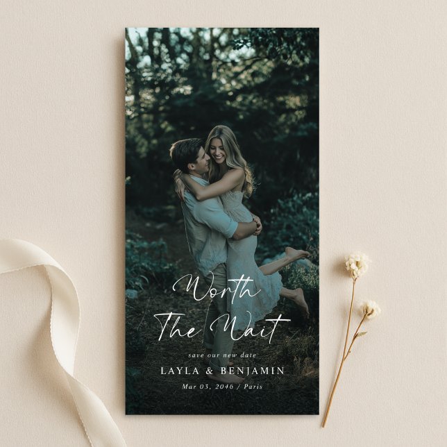 Värt att vänta | Elegant Försenad Bröllopsfoto Spara Datumet (Skapare uppladdad)