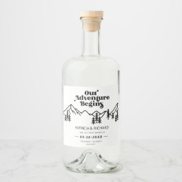 Vårt Äventyr börjar utanför Bröllop spara datum Spritflaskor Etikett