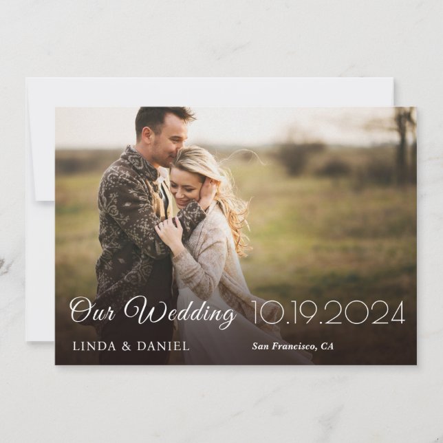Vårt Bröllop-kort med fotospara datum Spara Datumet (Framsida)
