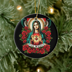 Vårt Dam Guadalupe Mor Mary Viva Mexico art Julgransprydnad Keramik