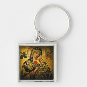 Vårt Dam i Perpetual Help Bracelet Fyrkantig Silverfärgad Nyckelring