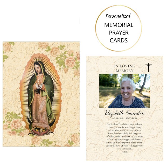 Vårt Dam på Guadalupe Funeral Prayer Card Placeringskort (Skapare uppladdad)