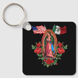 Vårt Dam Virgen De Guadalupe Mexikanska Flagga Nyckelring