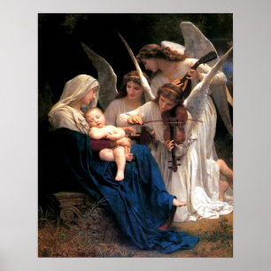 Vårt Dam Virgin Mary Sång of Änglar Print Poster