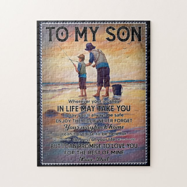 Vart du än beger dig i Life-Fishing Pappa till Son Pussel (Vertikal)
