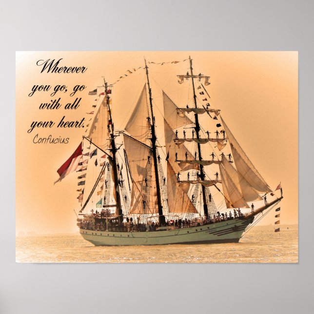 Vart du än går -Confucius Quote two -Art Print Poster (Framsidan)
