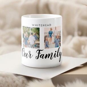 Vårt Family 4-fotomeddelande Anpassningsbar Kaffemugg