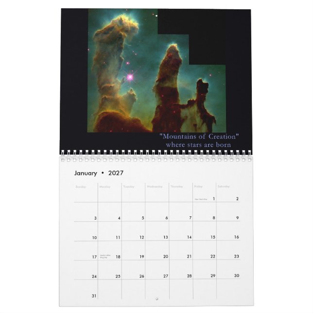 Vårt fantastiska universum kalender för 12 månad (Jan 2027)