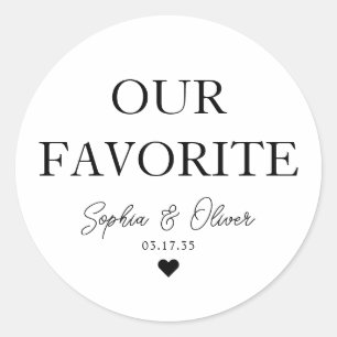 VÅRT FAVORITE Dessert Candy Pub Heart Wedor Favor Runt Klistermärke