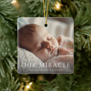 Vårt födelsemeddelande från Miracle Modern Photo B Julgransprydnad Keramik