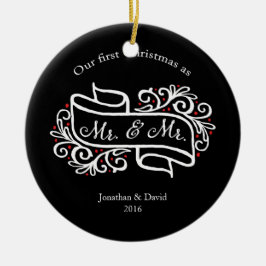 Vårt första för jul glada julfoto tillsammans julgransprydnad keramik