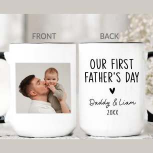 Vårt första foto Fars dag, första gången Pappa Mugg