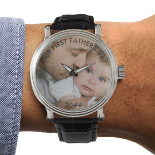 Vårt första foto från Fars dag Anpassningsbar P Armbandsur