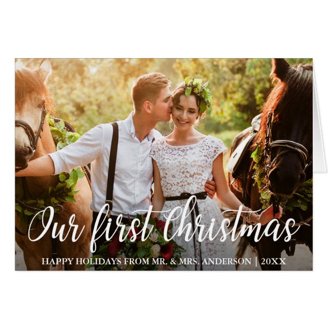 Vårt första fotopappkort i julstaven Groom Hälsningskort (Framsidan Horizontal)