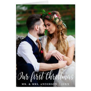 Vårt första fotopapport i Bröllop, julklapp Hälsningskort