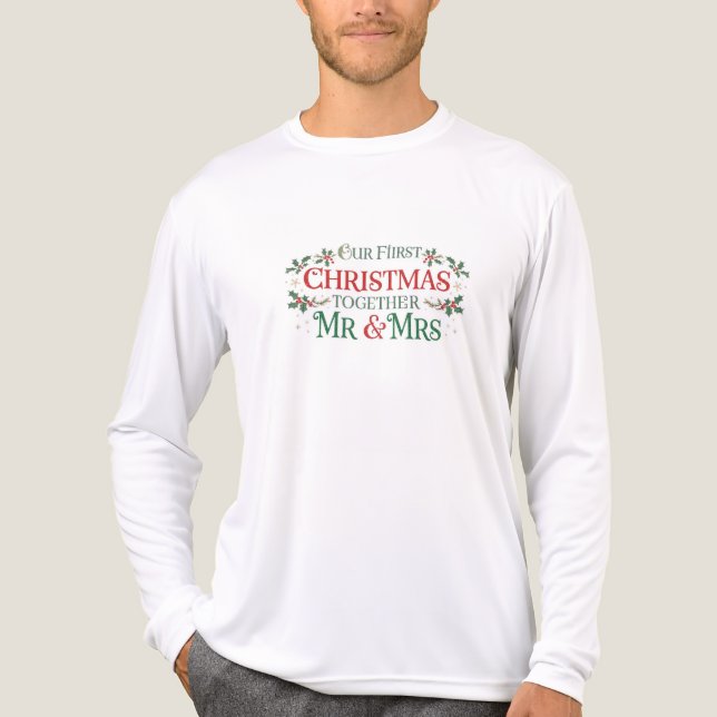Vårt första jul tillsammans herr och fru t shirt (Framsida)
