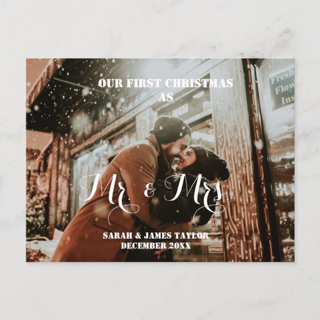 Vårt första julfoto av Mr & Mrs Newlyweds Helg Vykort (Framsida)