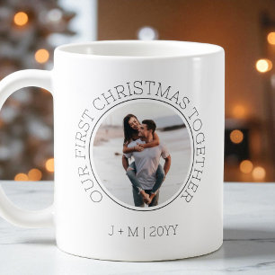 Vårt första julpar 2 Foto Minimal högtid Kaffemugg