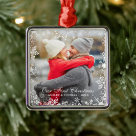 Vårt första julpar Snowflake Gräns Julgransprydnad Metall