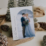 Vårt första meddelande om helgdag i bröllop<br><div class="desc">Första jultoman,  modern fotodesign för anpassningsbarna med en foto- och bågdesign. Du kan överföra din egen bild och redigera den. Texten och färg kan ge personlig.</div>