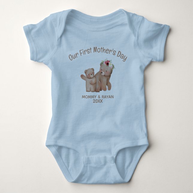 Vårt första Mors dag, Baby Bear-tullnamn Baby T Shirt (Framsida)
