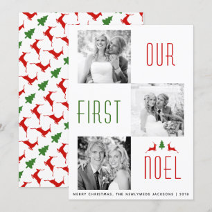 Vårt första Noel-fotokort för första jul-hjorten Inbjudningar