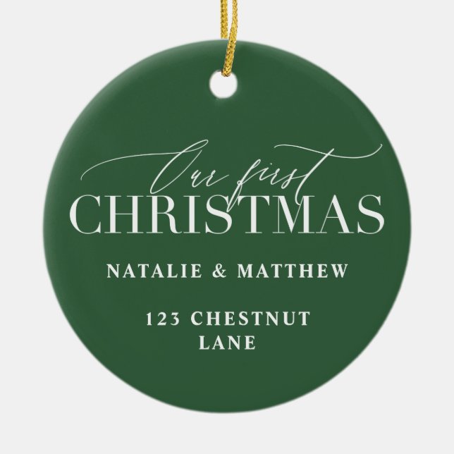 Vårt första nya hem julgransprydnad keramik (Framsidan)