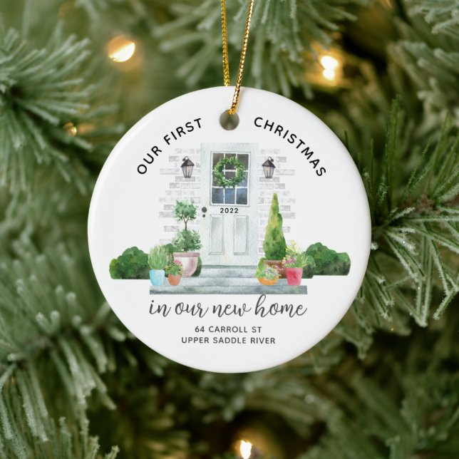 Vårt första nya julhus julgransprydnad keramik (Träd)