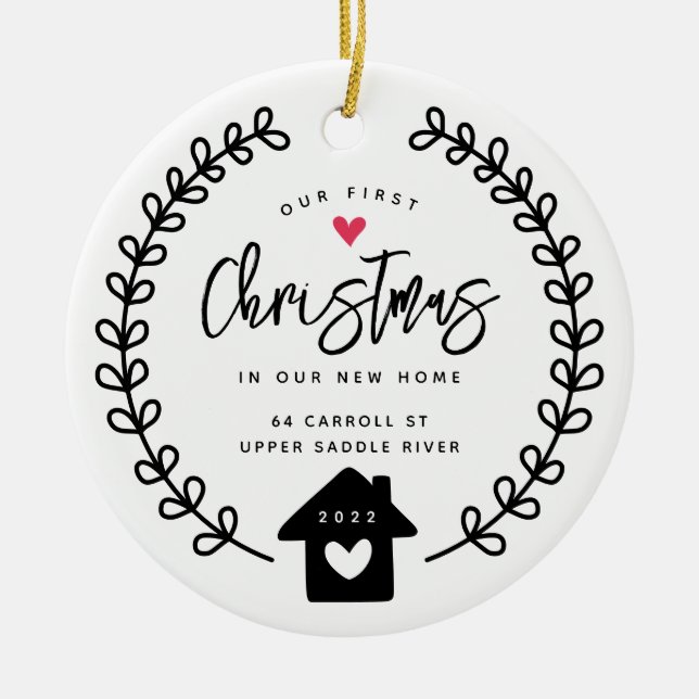Vårt första nya julhus julgransprydnad keramik (Framsidan)