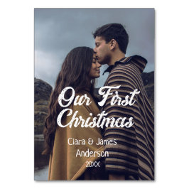 Vårt första par i julparfoto namn white grått bordsnummer