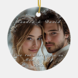 Vårt första personliga foto till jul julgransprydnad keramik