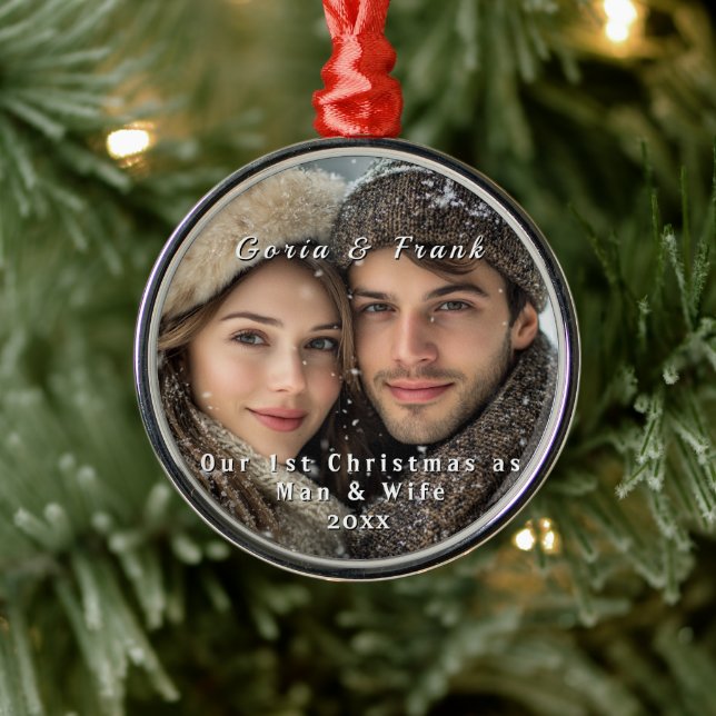 Vårt första personliga foto till jul julgransprydnad metall (Träd)
