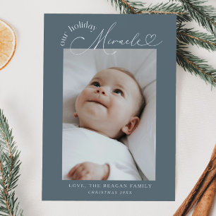Vårt Helgdag Miracle Slate Blue Birth-meddelande Meddelande