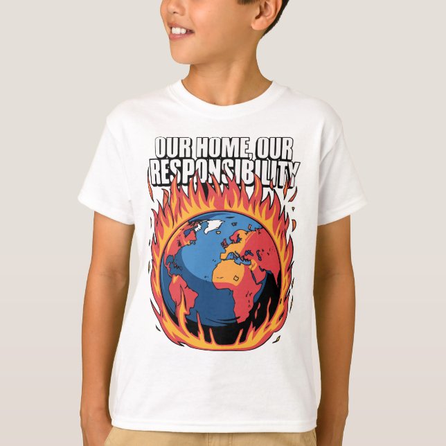 Vårt hem, vårt ansvar - Klimatmedvetenhet D T Shirt (Framsida)