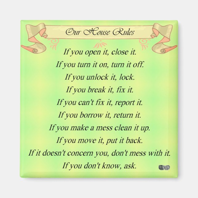 Vårt hus Regler Magnet (Framsidan)