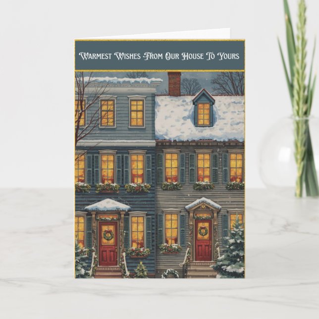 Vårt hus till ditt vikta julkort helgkort (Framsida)