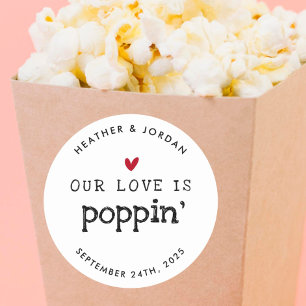 Vårt Kärlek är Poppins Bröllop Popcorn-förmån Runt Klistermärke
