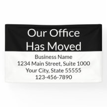 Vårt kontor har Flyttat Business Black and White