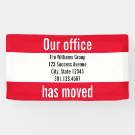 Vårt kontor har Flyttat kungörelsen Red and White